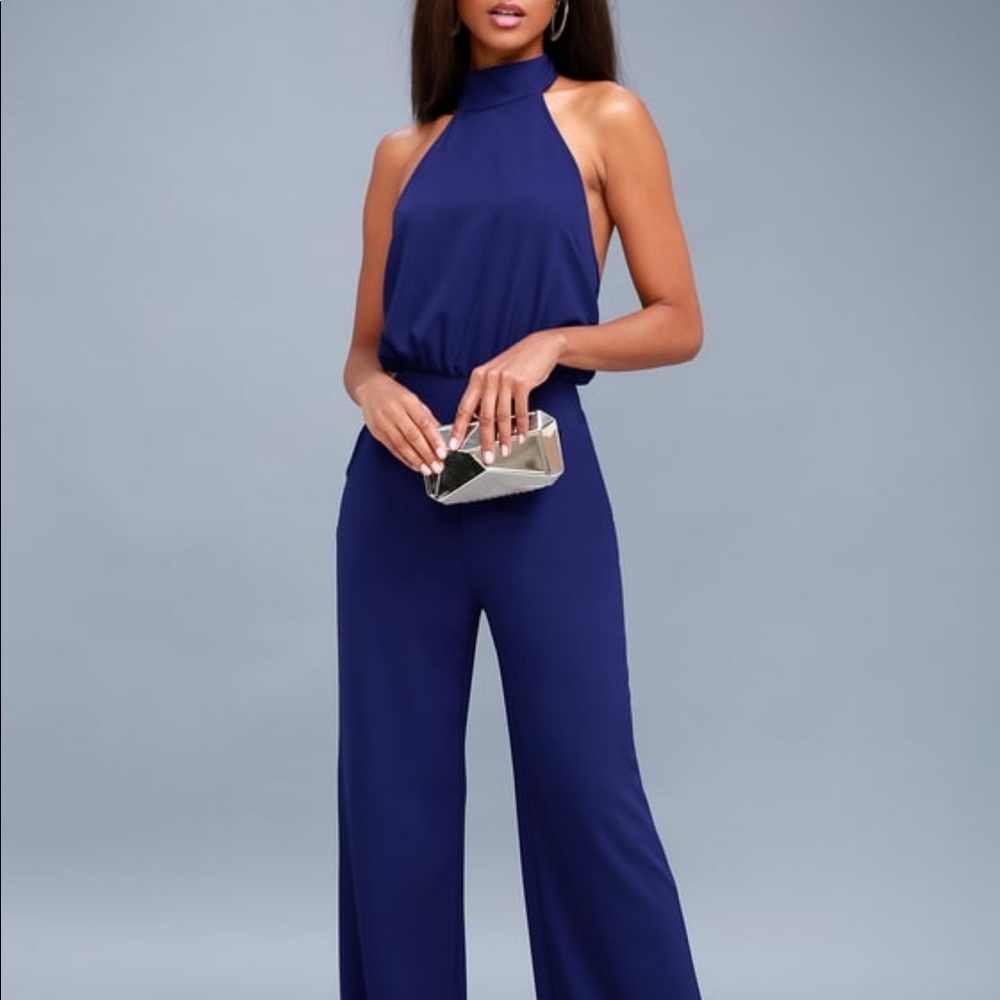 Lulus Royal Blue Halter Jumpsuit